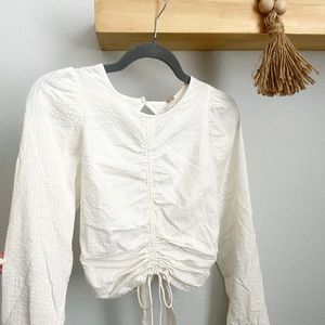 Cream Free People Ruched Top — Sz S